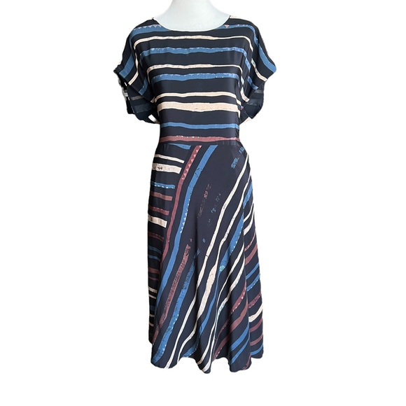 Peruvian Connection Dresses & Skirts - PERUVIAN CONNECTION Striped Silk Midi Dress